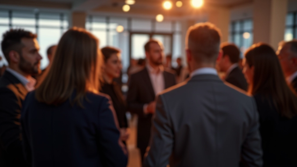 Evento de networking em Porto, múltiplas pessoas em networking conversas, ambiente corporativo acolhedor